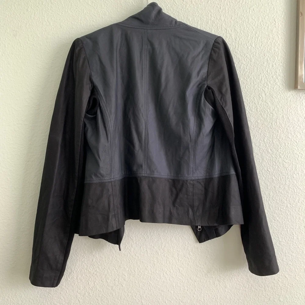 VINCE scuba asymmetrical zip up 100% leather jacket Medium moto biker